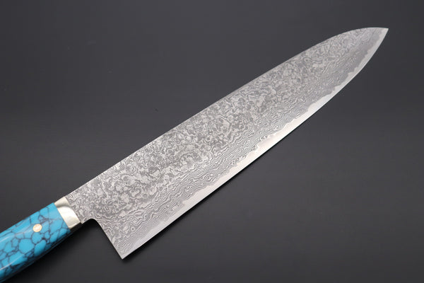 Mr. Itou Gyuto Mr. Itou R-2 Custom Damascus Gyuto 265mm (10.4 inch) "Turquoise Gem-Composite Stone Handle" (IT-4)