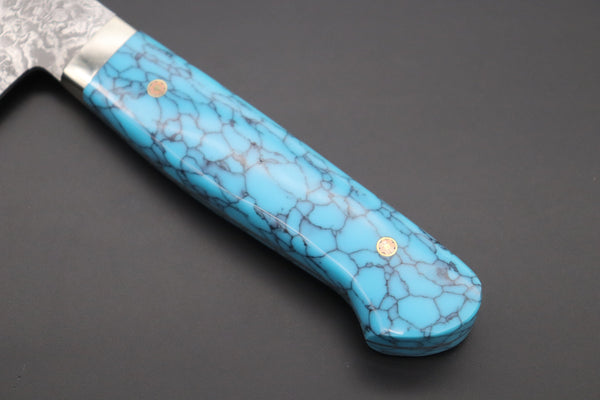 Mr. Itou Gyuto Mr. Itou R-2 Custom Damascus Gyuto 265mm (10.4 inch) "Turquoise Gem-Composite Stone Handle" (IT-4)