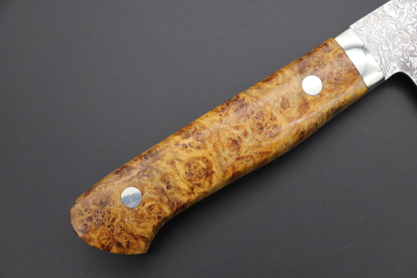 Mr. Itou Santoku Mr. Itou & Mr. Nagata "Treasure & Pleasure" Limited Edition R-2 Custom Damascus Santoku 175mm (6.8 inch, "Stabilized Boxelder wood Handle", IT-6)