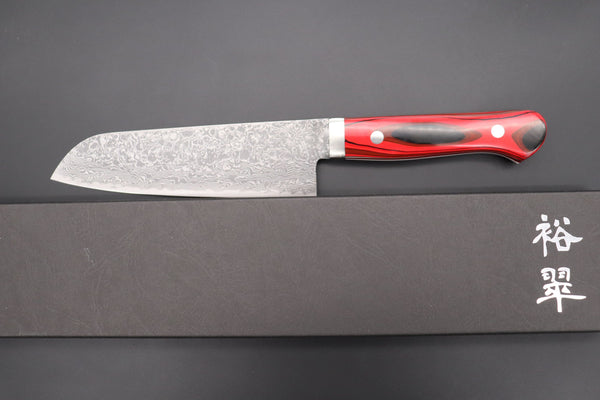 Mr. Itou Santoku Mr. Itou R-2 Custom Damascus Santoku 155mm (6.1 inch) "Japanese Lacquer Handle" (IT-229)
