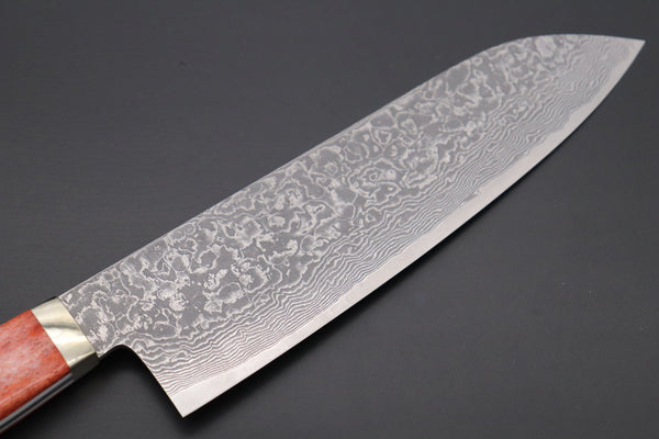 Mr. Itou Santoku Mr. Itou R-2 Custom Damascus Santoku 180mm (7inch) "Sunny Orange Color Camel Bone Handle" (IT-902)