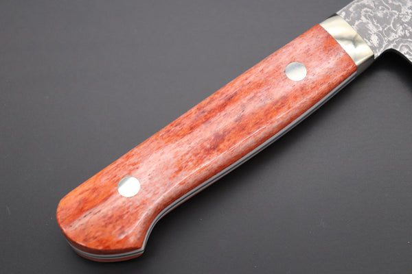 Mr. Itou Santoku Mr. Itou R-2 Custom Damascus Santoku 180mm (7inch) "Sunny Orange Color Camel Bone Handle" (IT-902)