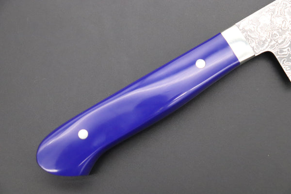 Mr. Itou Santoku Mr. Itou R-2 Custom Damascus Small Santoku 130mm (5.1 inch ,Lapis Lazuri Gem-Composite Stone Handle, IT-219)