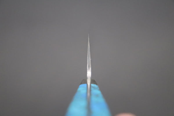Mr. Itou Santoku Mr. Itou R-2 Custom Damascus Small Santoku 135mm (5.3 inch ,Golden Turquoise Gem-Composite Stone Handle, IT-220)
