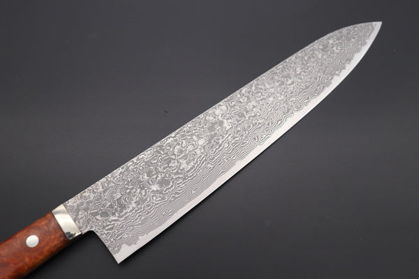 Mr. Itou Sujihiki Mr. Itou R-2 Custom Damascus Gyuto 260mm (Narrower Blade Width, 10.2 Inch) "Quince Burl Wood Handle" (IT-925)