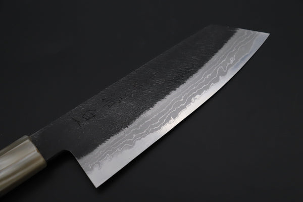 Mutsumi Hinoura Bunka Mutsumi Hinoura White Steel No.1 Kurouchi Damascus Series "White Storm" MWS-4 Bunka 165mm (6.4 Inch)