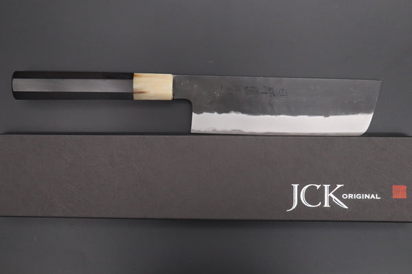 Mutsumi Hinoura Nakiri Mutsumi Hinoura White Steel No.1 Kurouchi Damascus Series "White Storm" MWS-5 Nakiri 165mm (6.4 Inch)