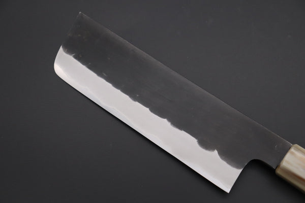 Mutsumi Hinoura Nakiri Mutsumi Hinoura White Steel No.1 Kurouchi Damascus Series "White Storm" MWS-5 Nakiri 165mm (6.4 Inch)