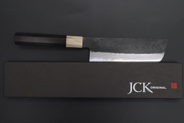 Mutsumi Hinoura Nakiri Mutsumi Hinoura White Steel No.1 Kurouchi Damascus Series "White Storm" MWS-5 Nakiri 165mm (6.4 Inch)