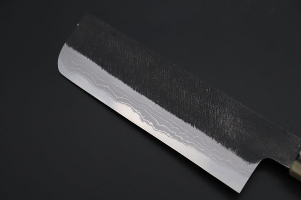 Mutsumi Hinoura Nakiri Mutsumi Hinoura White Steel No.1 Kurouchi Damascus Series "White Storm" MWS-5 Nakiri 165mm (6.4 Inch)
