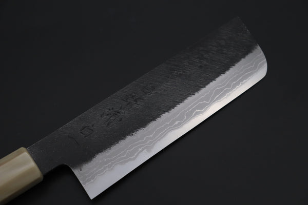 Mutsumi Hinoura Nakiri Mutsumi Hinoura White Steel No.1 Kurouchi Damascus Series "White Storm" MWS-5 Nakiri 165mm (6.4 Inch)