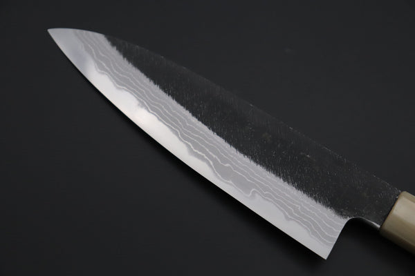 Mutsumi Hinoura Wa Gyuto Mutsumi Hinoura White Steel No.1 Kurouchi Damascus Series "White Storm" MWS-2 Wa Gyuto 155mm (6.1 Inch)