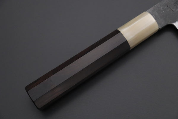 Mutsumi Hinoura Wa Gyuto Mutsumi Hinoura White Steel No.1 Kurouchi Damascus Series "White Storm" MWS-2 Wa Gyuto 155mm (6.1 Inch)