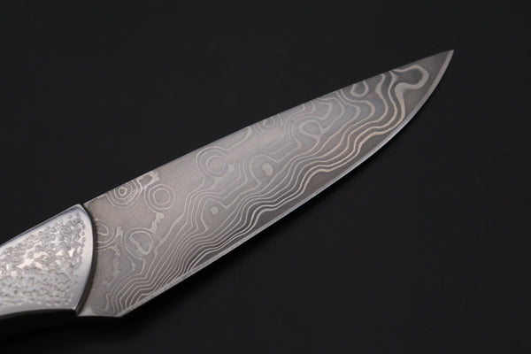 Others Steak Knife Koji Hara KH-530 Koji's Hammer Forged Damascus Custom Utility Steak Knife "Elegant Stubby"
