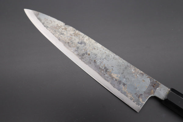 Shirou-Kunimitsu Wa Gyuto Shirou-Kunimitsu White Steel No.2 Kurouchi Series Special Edition SK-5SP24 Wa Gyuto 210mm (8.2 Inch, Ocean Blue Color Stabilized Maple Burl Wood Handle)