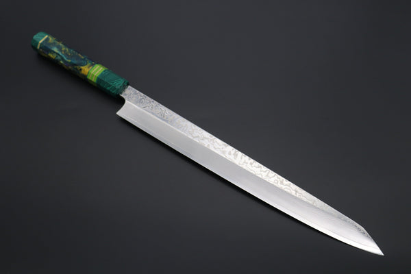 Sukenari Kiritsuke Yanagiba SCL-460 SRS-13 Kiritsuke Yanagiba 330mm (12.9 inch) Custom Limited Edition, Sukenari SRS-13 Nickel Damascus Kiritsuke Yanagiba 330mm (12.9 inch, SCL-460)