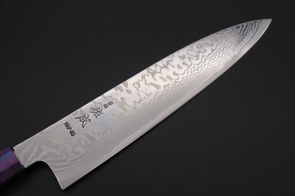 Sukenari Wa Gyuto Custom Limited Edition, Sukenari HAP-40 Nickel Damascus Wa Gyuto 240mm (9.4 inch, SCL-588)