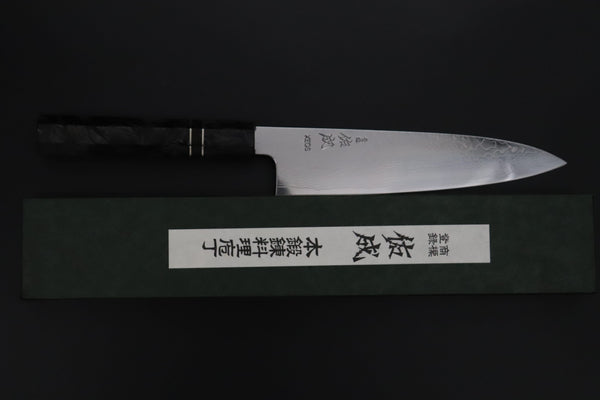 Sukenari Wa Gyuto SCL-640 VG-XEOS Wa Gyuto 210mm (8.2 inch) Custom Limited Edition, Sukenari VG-XEOS Nickel Damascus Wa Gyuto 210mm (8.2 inch, SCL-640)