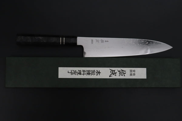 Sukenari Wa Gyuto SCL-644 VG-XEOS Wa Gyuto 240mm (9.4 inch) Custom Limited Edition, Sukenari VG-XEOS Nickel Damascus Wa Gyuto 240mm (9.4 inch, SCL-644)