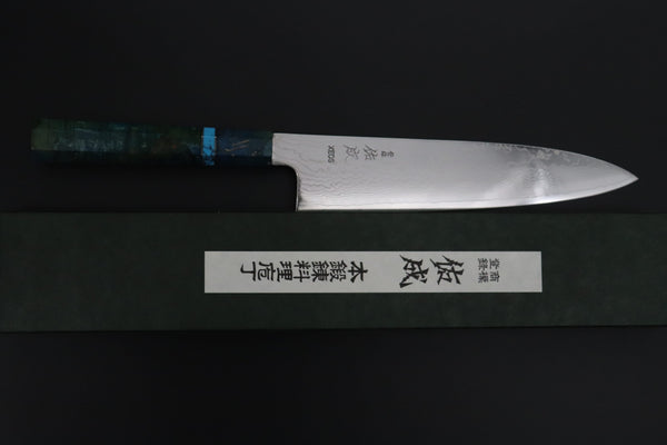 Sukenari Wa Gyuto SCL-645 VG-XEOS Wa Gyuto 240mm (9.4 inch) Custom Limited Edition, Sukenari VG-XEOS Nickel Damascus Wa Gyuto 240mm (9.4 inch, SCL-645)