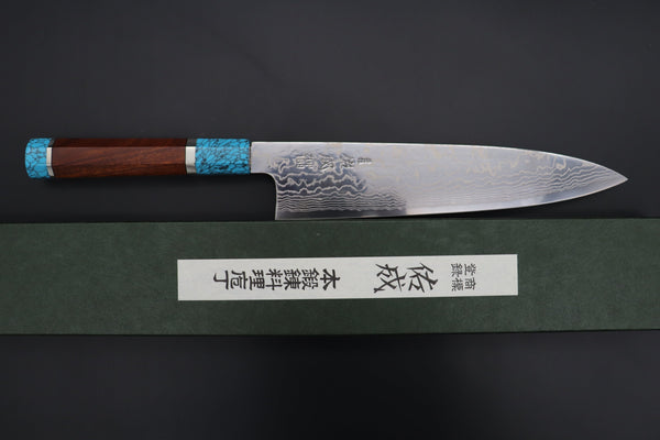 Sukenari Wa Gyuto SCL-357 ZDP189 Wa Gyuto 240mm (9.4 inch) Custom Limited Edition, Sukenari ZDP-189 Nickel Damascus Wa Gyuto 240mm (9.4 inch, SCL-357)