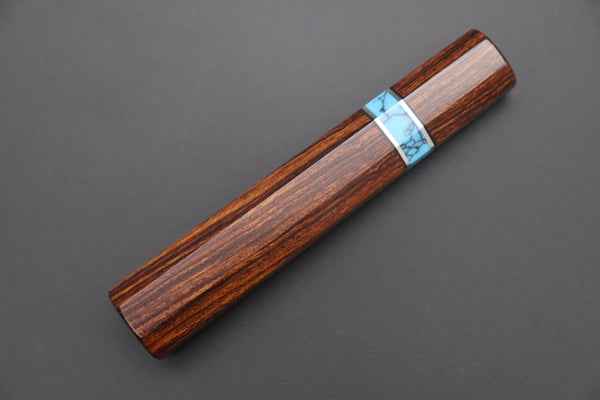Sukenari Wa Petty SNBO-1 Wa Petty 165mm(6.4 Inch) / 2. Octagonal Desert Ironwood Handle with Composite Turquoise Gemstone Ring&Nickel Silver Spacers +$120 “Build Your Dream Knife” Sukenari HAP-40 Nickel Damascus SNBO-1 Wa Petty 165mm (6.4 Inch)