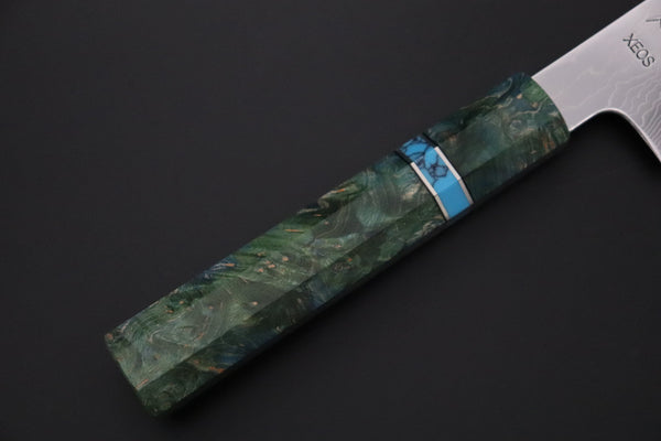 Sukenari Wa Santoku SCL-638 VG-XEOS Wa Santoku 190mm (7.4 inch) Custom Limited Edition, Sukenari VG-XEOS Nickel Damascus Wa Santoku 190mm (7.4 inch, SCL-638)
