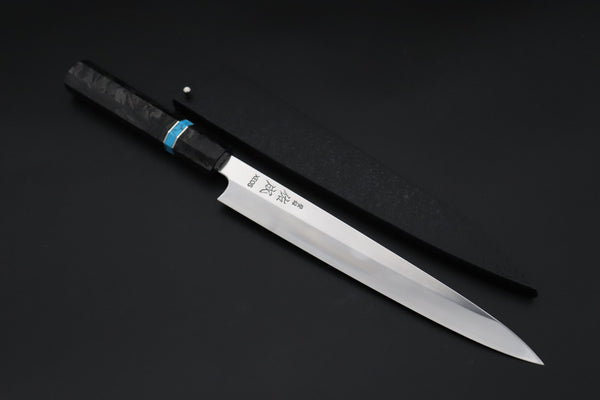 Sukenari Wa Sujihiki SCL-627 VG-XEOS Wa Sujihiki 240mm (9.4 inch) Custom Limited Edition, Sukenari VG-XEOS Clad Wa Sujihiki 240mm - Double Shinogi, Mirror Polish (9.4 inch, SCL-627)