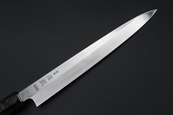 Sukenari Wa Sujihiki SCL-627 VG-XEOS Wa Sujihiki 240mm (9.4 inch) Custom Limited Edition, Sukenari VG-XEOS Clad Wa Sujihiki 240mm - Double Shinogi, Mirror Polish (9.4 inch, SCL-627)