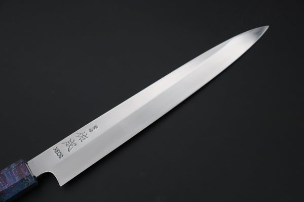 Sukenari Wa Sujihiki SCL-629 VG-XEOS Wa Sujihiki 240mm (9.4 inch) Custom Limited Edition, Sukenari VG-XEOS Clad Wa Sujihiki 240mm - Double Shinogi, Mirror Polish (9.4 inch, SCL-629)