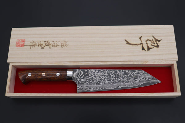 Takeshi Saji Bunka SRD-2BBI Bunka 180mm (7 inch) / Ironwood Handle Takeshi Saji R-2 Custom Black Damascus Wild Series Bunka 180mm (7 inch, Ironwood Handle) SRD-2BBI