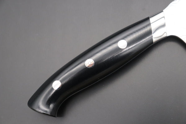 Takeshi Saji Bunka SNRD-4B Bunka 180mm Takeshi Saji R-2 Custom Diamond Damascus Wild Series New Design SNRD-4B Bunka180mm (7 inch, Black Linen Micarta Handle)