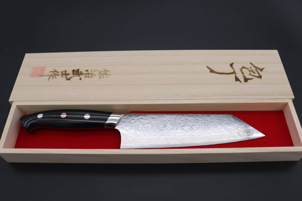 Takeshi Saji Bunka SNRD-4B Bunka 180mm Takeshi Saji R-2 Custom Diamond Damascus Wild Series New Design SNRD-4B Bunka180mm (7 inch, Black Linen Micarta Handle)