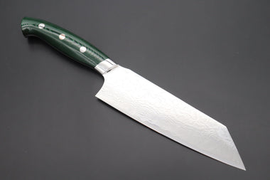 Takeshi Saji Bunka SNRD-4G Bunka 185mm Takeshi Saji R-2 Custom Diamond Damascus Wild Series New Design SNRD-4G Bunka185mm (7.2 inch, Green Linen Micarta Handle)