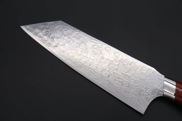 Takeshi Saji Bunka SNRD-4RB Bunka 185mm Takeshi Saji R-2 Custom Diamond Damascus Wild Series New Design SNRD-4RB Bunka180mm (7 inch, Red&Black Linen Micarta Handle)