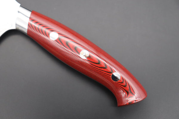 Takeshi Saji Bunka SNRD-4RB Bunka 185mm Takeshi Saji R-2 Custom Diamond Damascus Wild Series New Design SNRD-4RB Bunka180mm (7 inch, Red&Black Linen Micarta Handle)