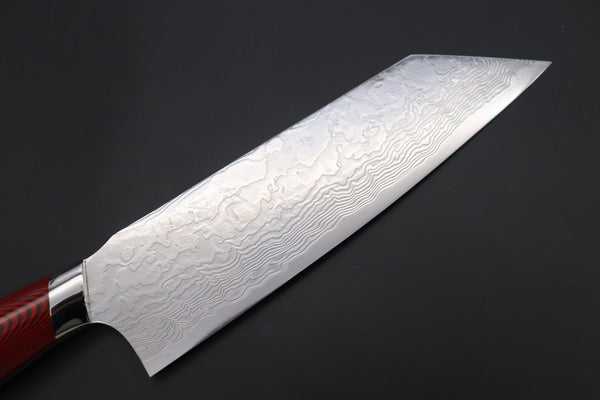 Takeshi Saji Bunka SNRD-4RB Bunka 185mm Takeshi Saji R-2 Custom Diamond Damascus Wild Series New Design SNRD-4RB Bunka180mm (7 inch, Red&Black Linen Micarta Handle)