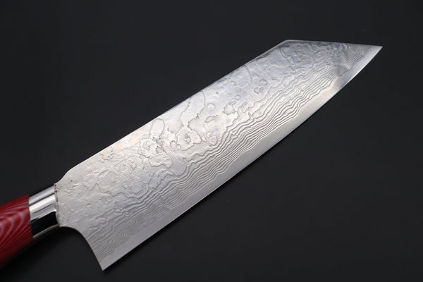 Takeshi Saji Bunka SNRD-4RW Bunka 180mm Takeshi Saji R-2 Custom Diamond Damascus Wild Series New Design SNRD-4RW Bunka180mm (7 inch, Red/White Linen Micarta Handle)