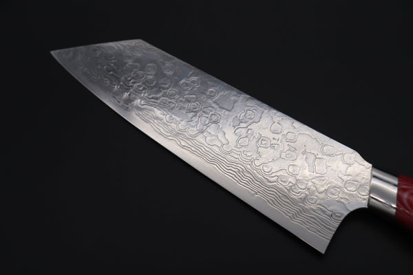 Takeshi Saji Bunka SNRD-4RW Bunka 180mm Takeshi Saji R-2 Custom Diamond Damascus Wild Series New Design SNRD-4RW Bunka180mm (7 inch, Red/White Linen Micarta Handle)