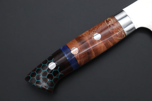 Takeshi Saji Bunka Takeshi Saji SUMMIT ― Limited Edition Custom Series SMT-1118 VG-10W磨 Multi-Colored Golden-Rainbow Damascus Bunka 175mm (6.8 Inch)