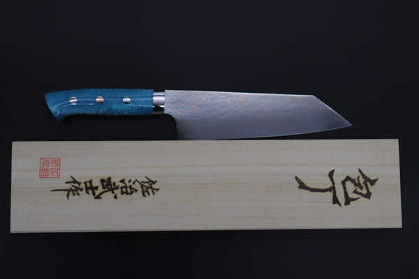 Takeshi Saji Bunka Takeshi Saji SUMMIT ― Limited Edition Custom Series SMT-1121 VG-10W磨 Multi-Colored Golden-Rainbow Damascus Bunka 175mm (6.8 Inch)