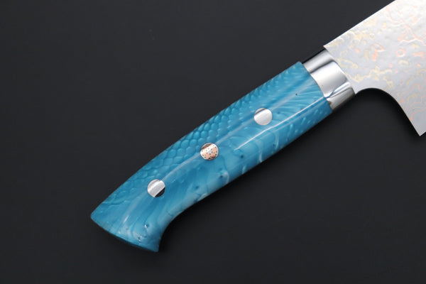 Takeshi Saji Bunka Takeshi Saji SUMMIT ― Limited Edition Custom Series SMT-1121 VG-10W磨 Multi-Colored Golden-Rainbow Damascus Bunka 175mm (6.8 Inch)