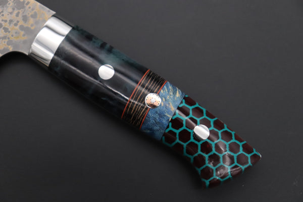 Takeshi Saji Bunka Takeshi Saji SUMMIT ― Limited Edition Custom Series SMT-1151 VG-10W Multi-Colored Golden-Rainbow Damascus Bunka 175mm (6.8 Inch)
