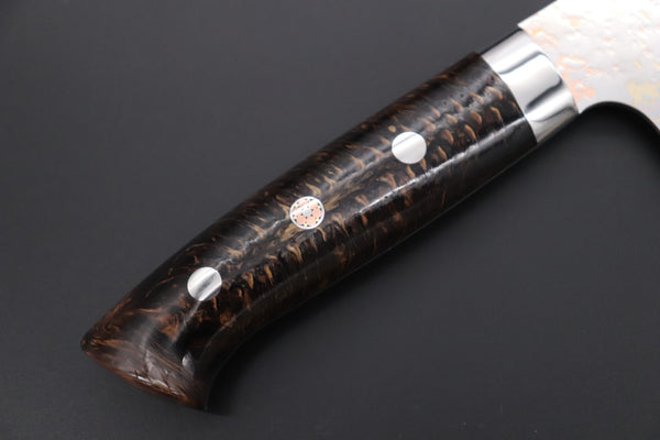 Takeshi Saji Bunka Takeshi Saji SUMMIT ― Limited Edition Custom Series SMT-1167 VG-10W磨 Multi-Colored Golden-Rainbow Damascus Bunka 175mm (6.8 Inch)
