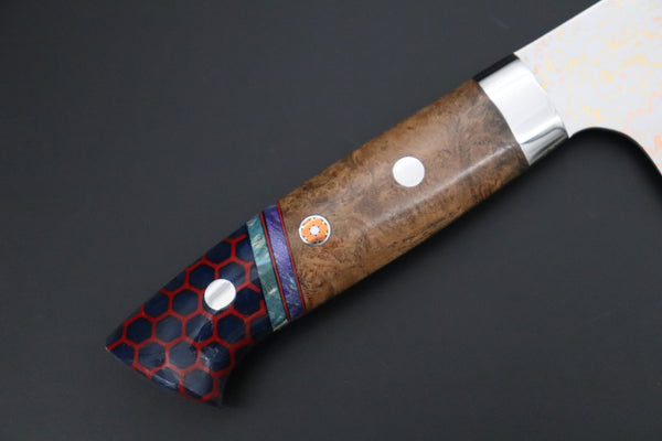 Takeshi Saji Bunka Takeshi Saji SUMMIT ― Limited Edition Custom Series SMT-1207 VG-10W磨 Multi-Colored Golden-Rainbow Damascus Bunka 175mm (6.8 Inch)