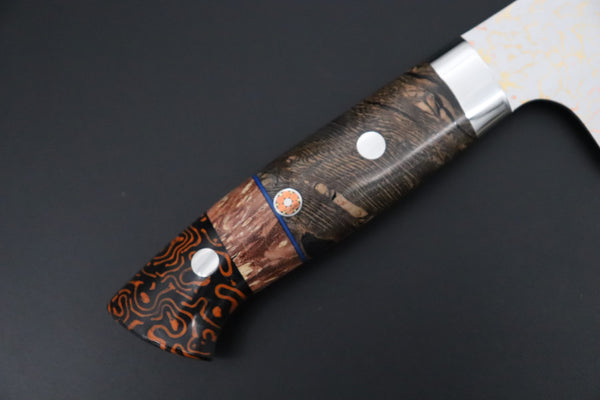 Takeshi Saji Bunka Takeshi Saji SUMMIT ― Limited Edition Custom Series SMT-1209 VG-10W磨 Multi-Colored Golden-Rainbow Damascus Bunka 175mm (6.8 Inch)