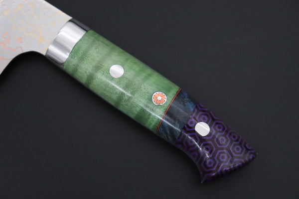 Takeshi Saji Bunka Takeshi Saji SUMMIT ― Limited Edition Custom Series SMT-1210 VG-10W磨 Multi-Colored Golden-Rainbow Damascus Bunka 175mm (6.8 Inch)