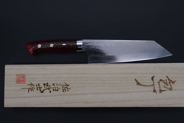 Takeshi Saji Bunka Takeshi Saji SUMMIT ― Limited Edition Custom Series SMT-985 VG-10W磨 Multi-Colored Golden-Rainbow Damascus Bunka 175mm (6.8 Inch)