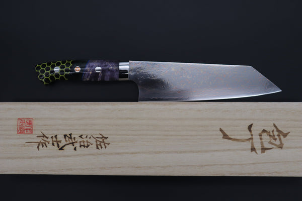 Takeshi Saji Bunka Takeshi Saji SUMMIT ― Limited Edition Custom Series SMT-987 VG-10W磨 Multi-Colored Golden-Rainbow Damascus Bunka 175mm (6.8 Inch)