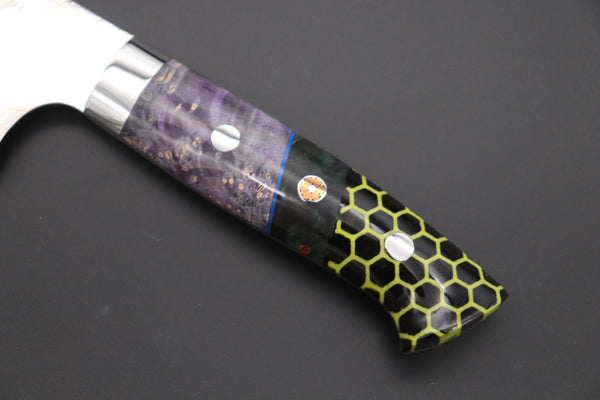 Takeshi Saji Bunka Takeshi Saji SUMMIT ― Limited Edition Custom Series SMT-987 VG-10W磨 Multi-Colored Golden-Rainbow Damascus Bunka 175mm (6.8 Inch)